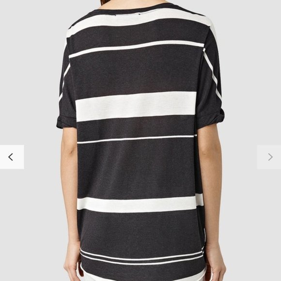 New All Saints Wavy wool striped pullover t-shirt - Picture 3 of 13